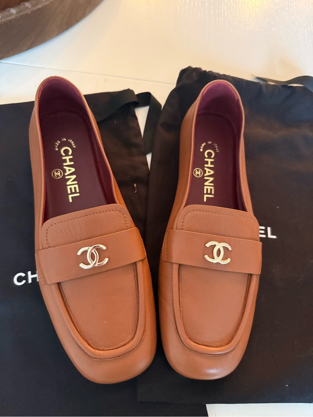 Chanel women’s leather loafers. Never worn.